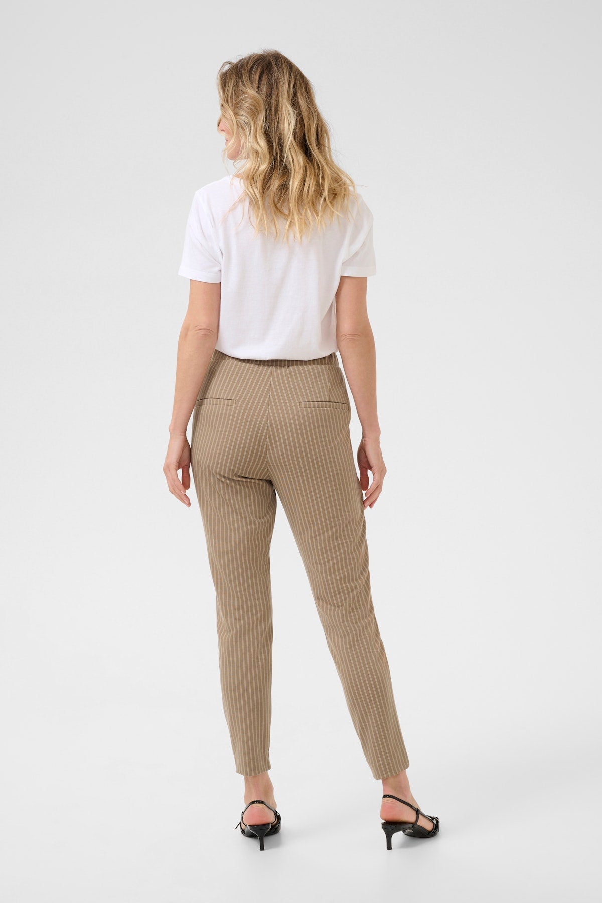 Cream broek pinstripe bruin offwhite CRanett pants fossil