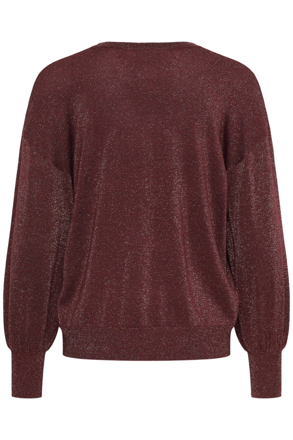 Kaffe trui rood met lurex glitter model KAregina O-neck Knit Port Red