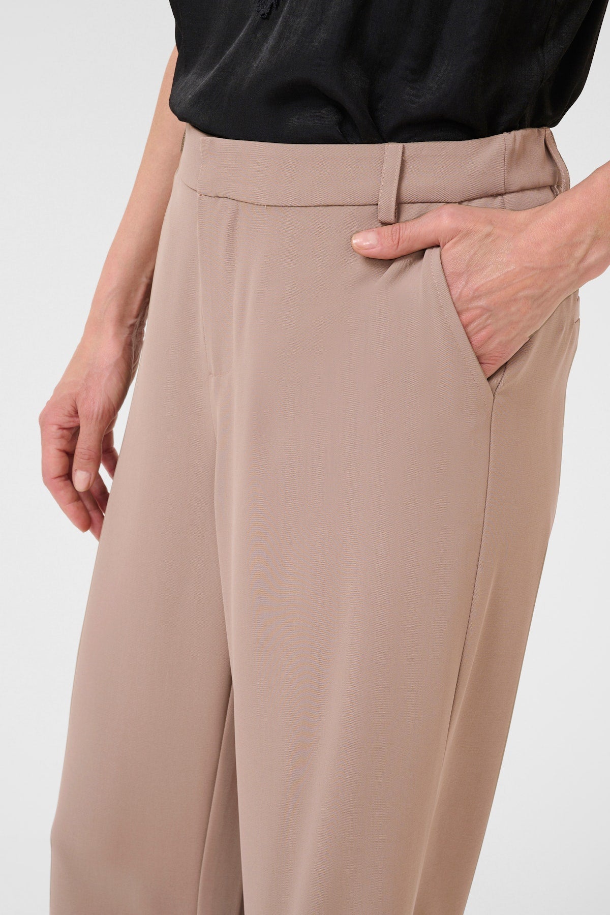 Cream pantalon bruin beige recht wijdvallend model CRcan cocamia pants fossil