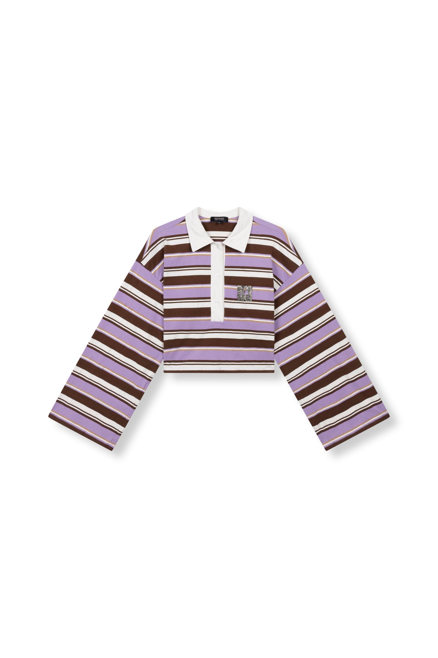 Refined Department polo gestreept paars bruin model Muse