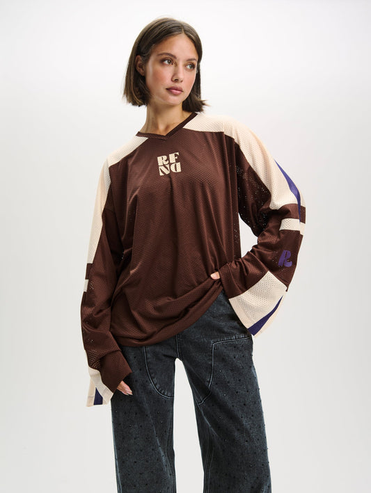 Refined Department shirt bruin met paars baseball YAEDY T-shirt