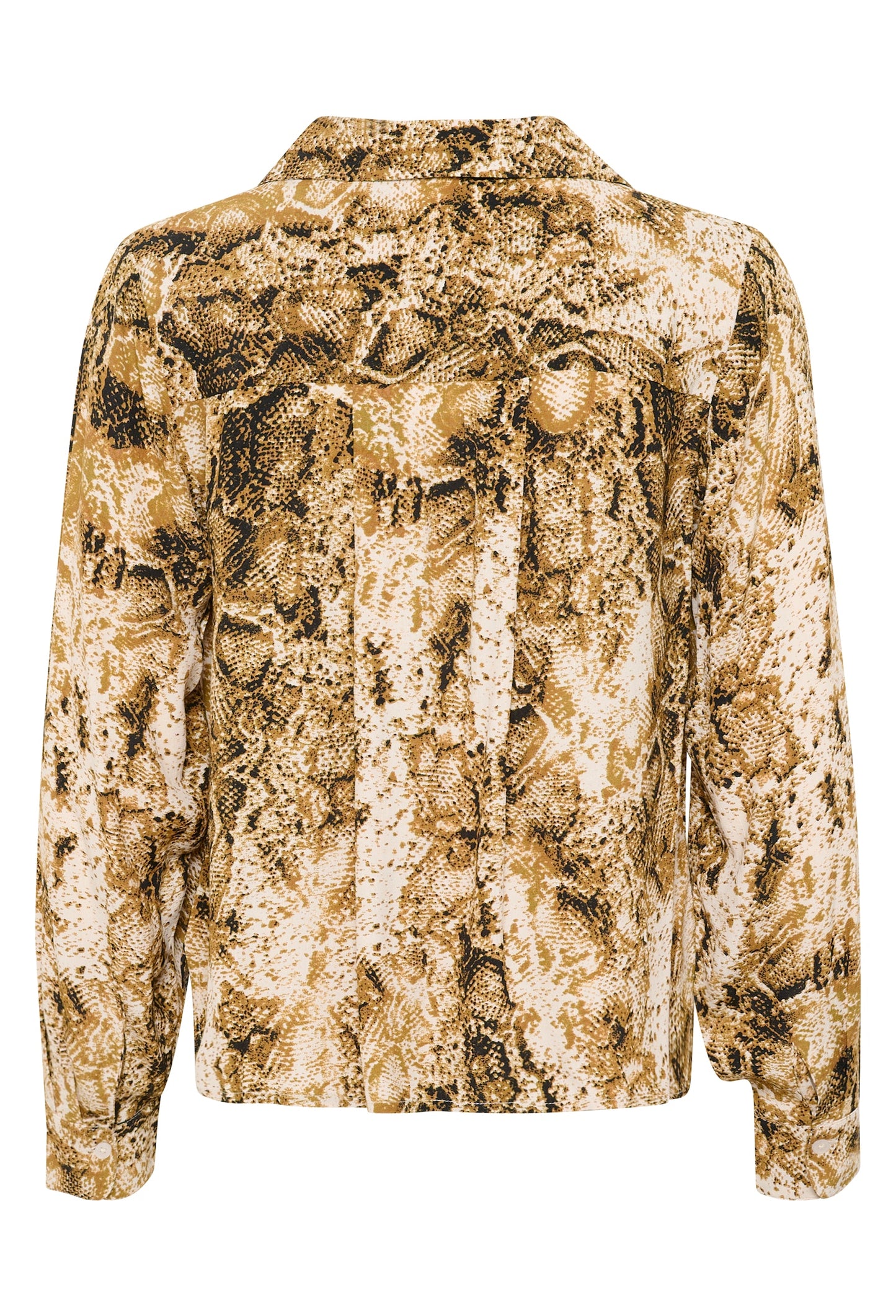 Cream blouse slangenprint beige groen zware print model CRayda tobacco snake