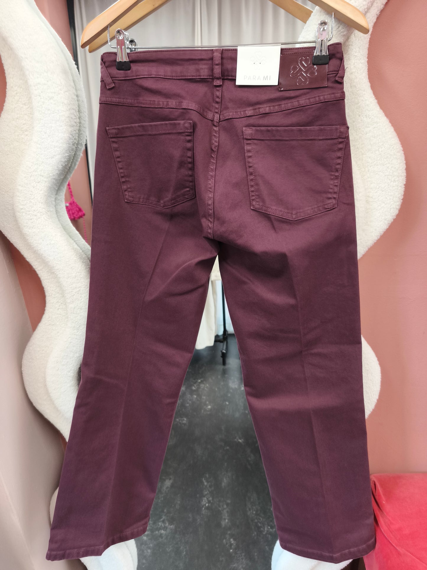 Para Mi jeans Eve wide leg bordeaux rood wonder comfort Burgundy red lengte 30