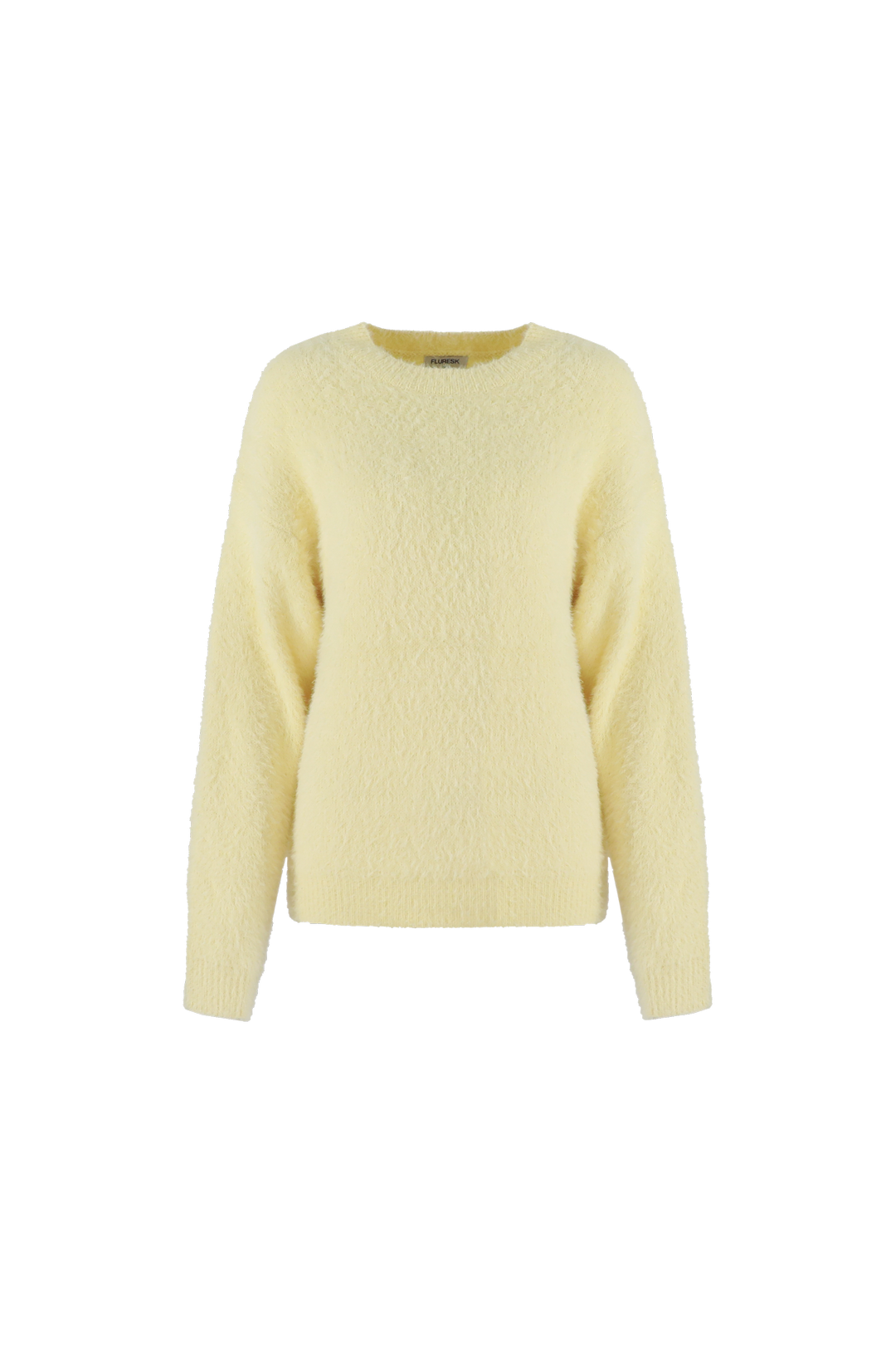 Fluresk gele fluffy trui model Islene knit sweater