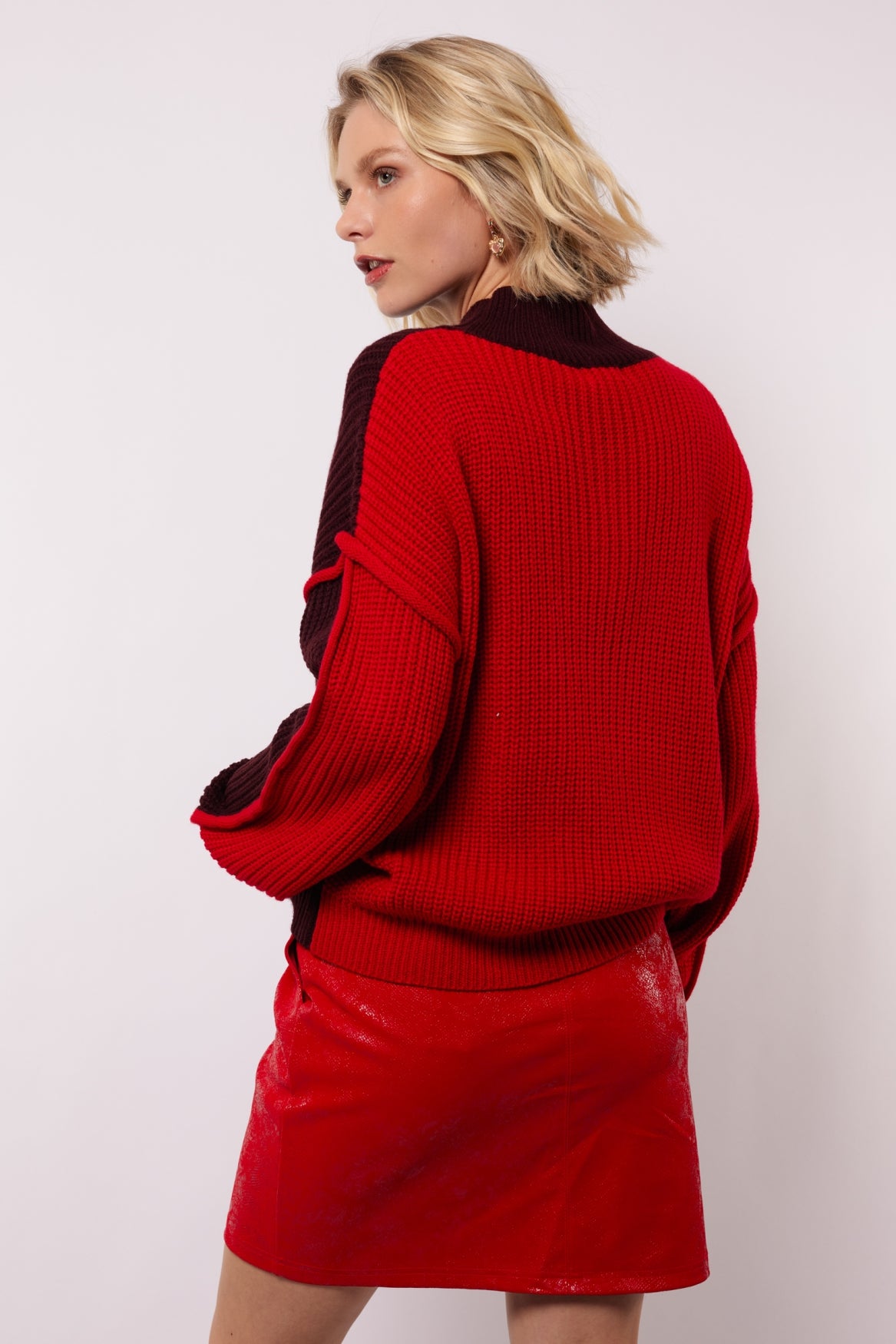Fluresk trui bordeaux rood model Zalika knit sweater wine red bright