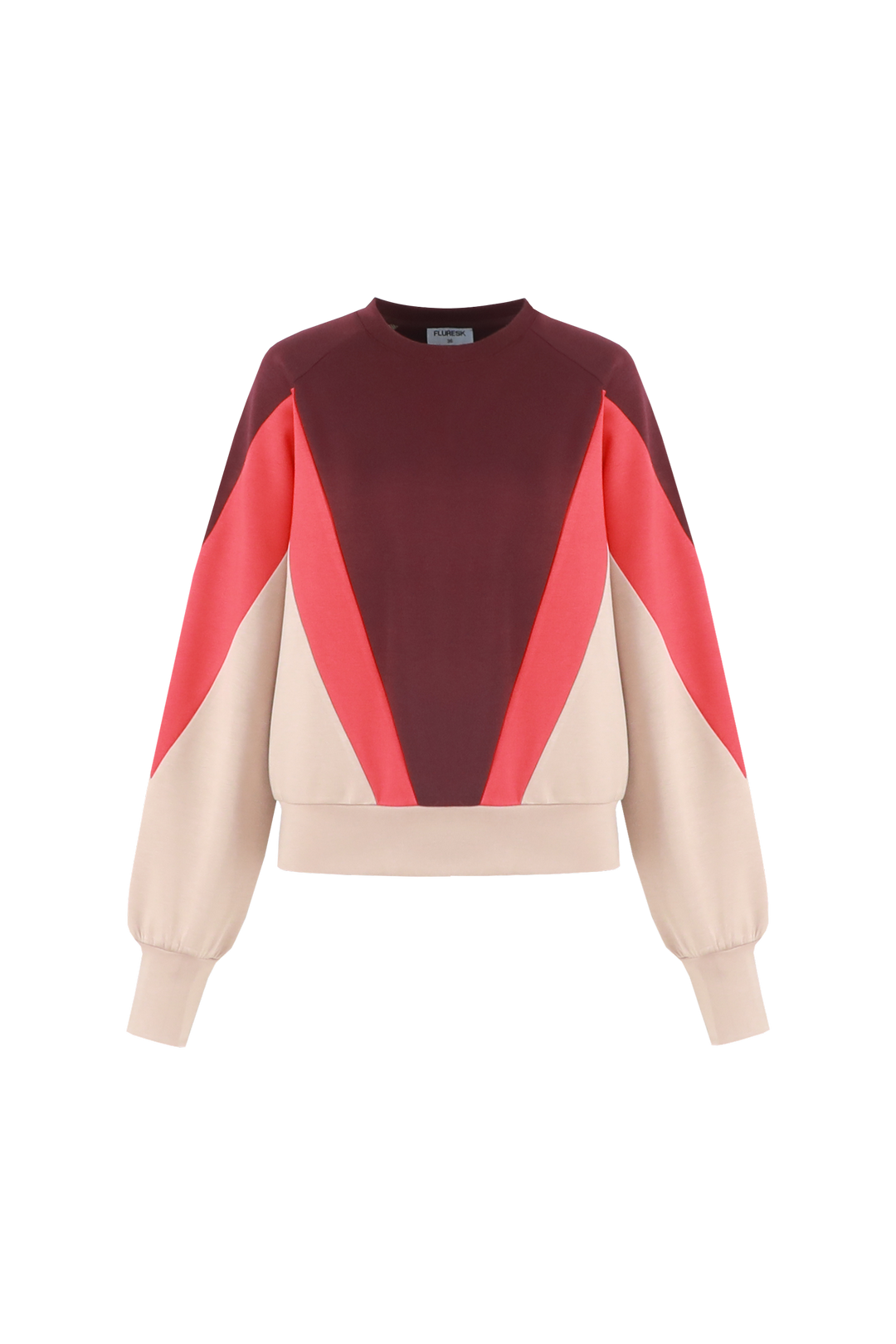 Fluresk trui rood beige model Raya sweater wine red bordeaux taupe