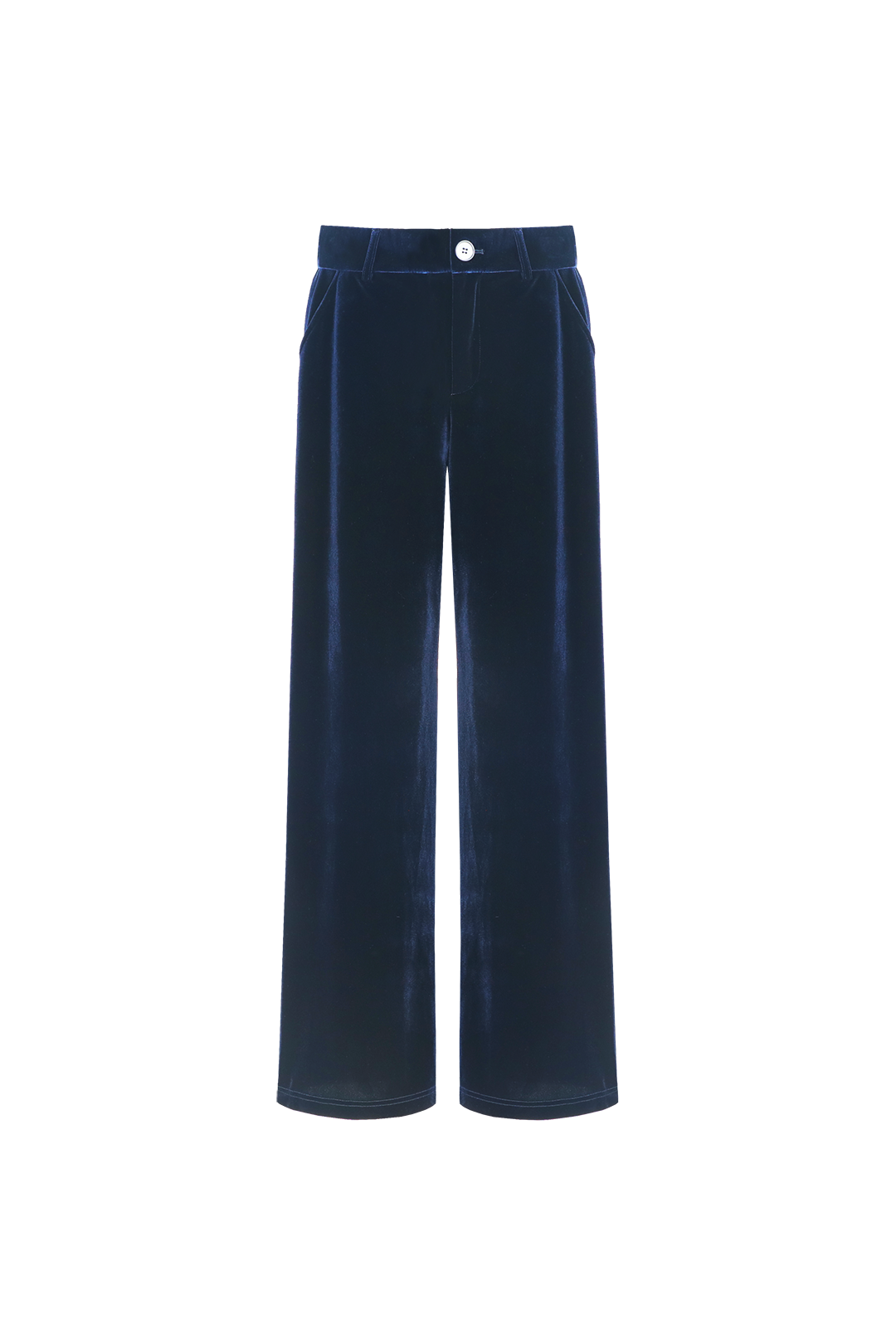 Fluresk pantalon donker blauw velvet stof model Carolie pants midnight blue