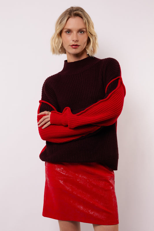 Fluresk trui bordeaux rood model Zalika knit sweater wine red bright
