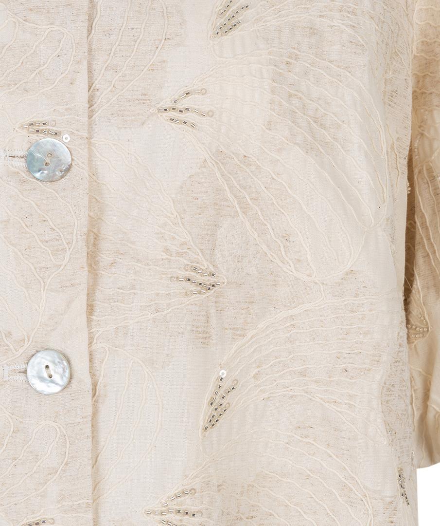 Esqualo blouse jasje beige met pailletten detail model balloon top 3D shell print SP26.28005