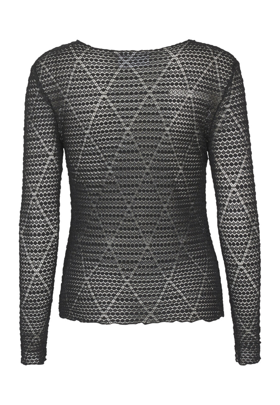 Sisters Point longsleeve doorschijnend zwart patroon model Velka LS black