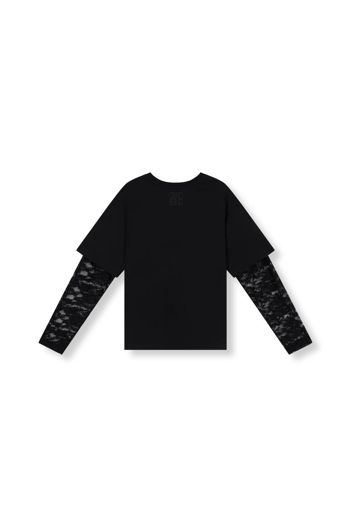 Refined Department T-shirt zwart met lace kanten mouwen