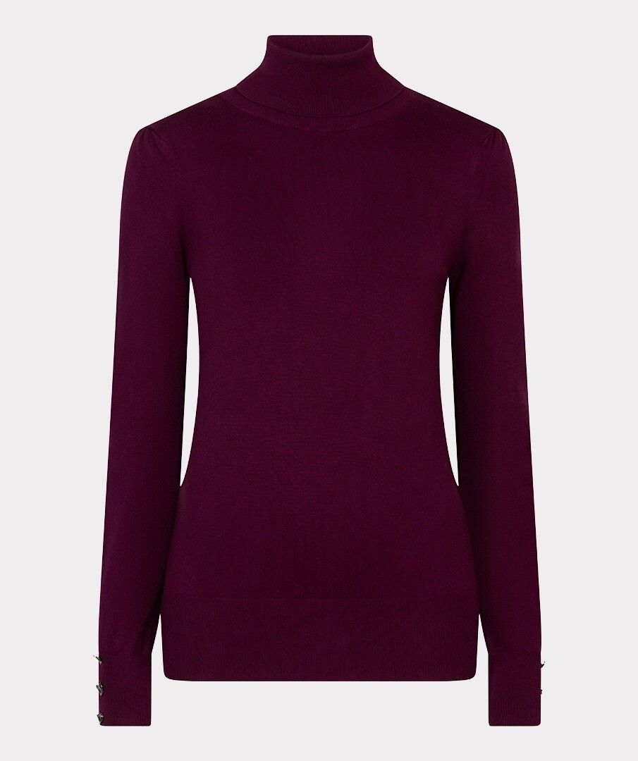 Esqualo dun gebreide paarse col met hartjes manchetknopen model Sweater buttoned cuff maroon W25.07709