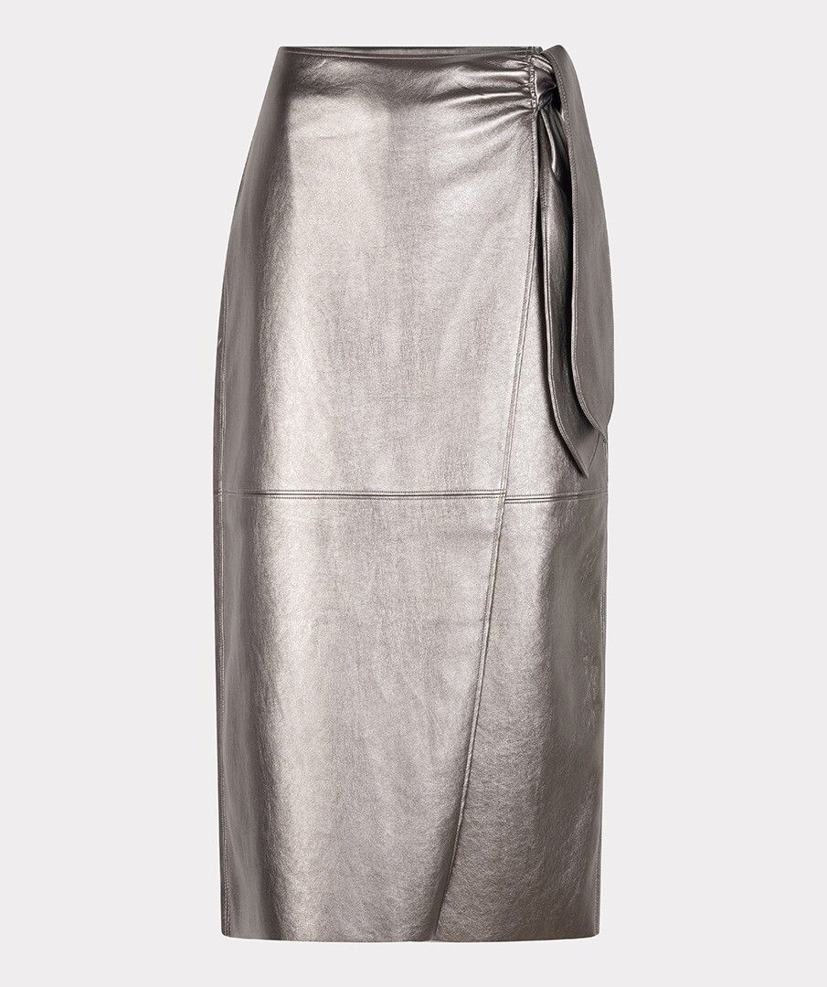 Esqualo rok pu zilver midi model overslag belted silver W25.11709