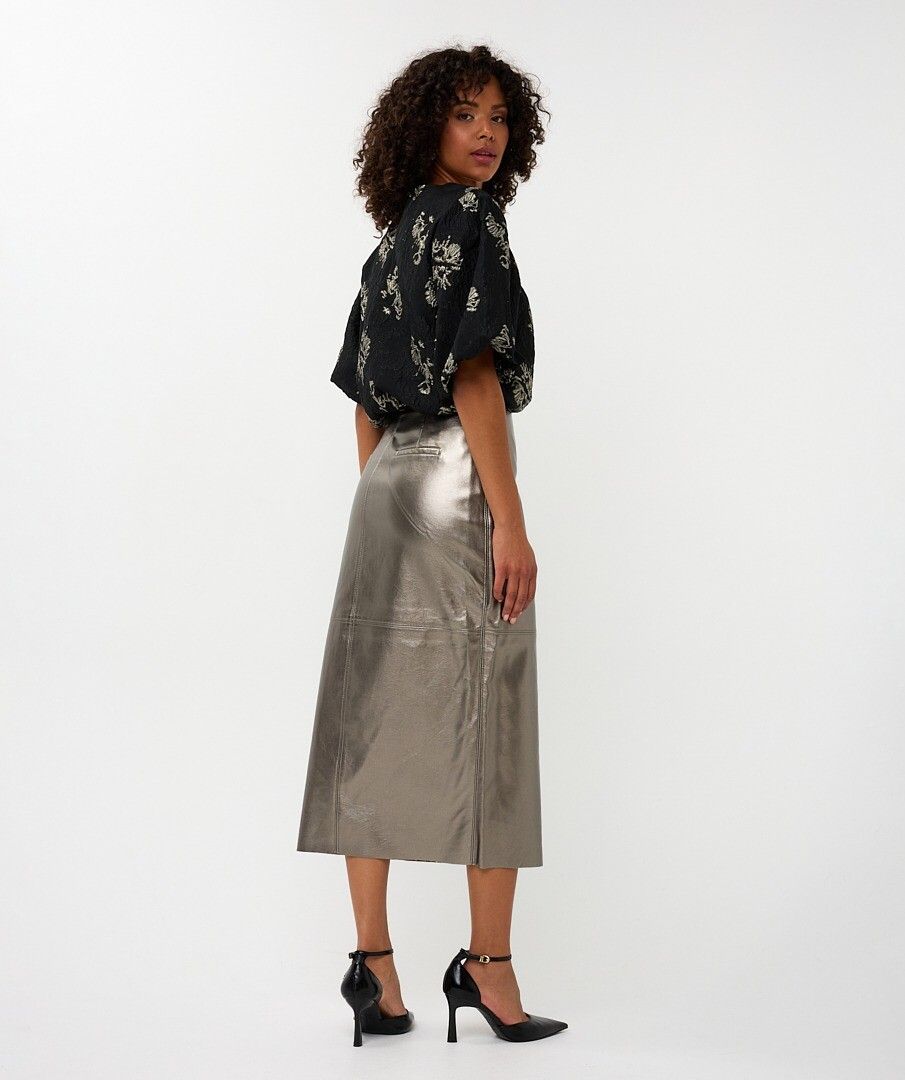Esqualo rok pu zilver midi model overslag belted silver W25.11709