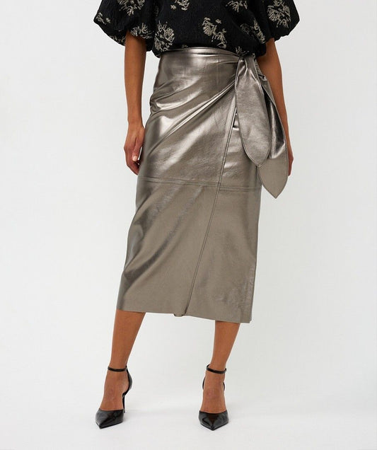 Esqualo rok pu zilver midi model overslag belted silver W25.11709
