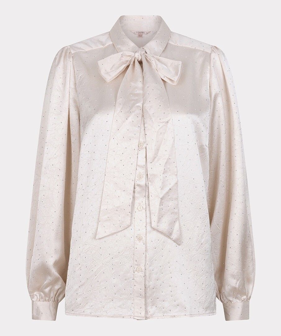 Esqualo blouse offwhite met strass steentjes/studs model Bow Rhinestones W25.14713
