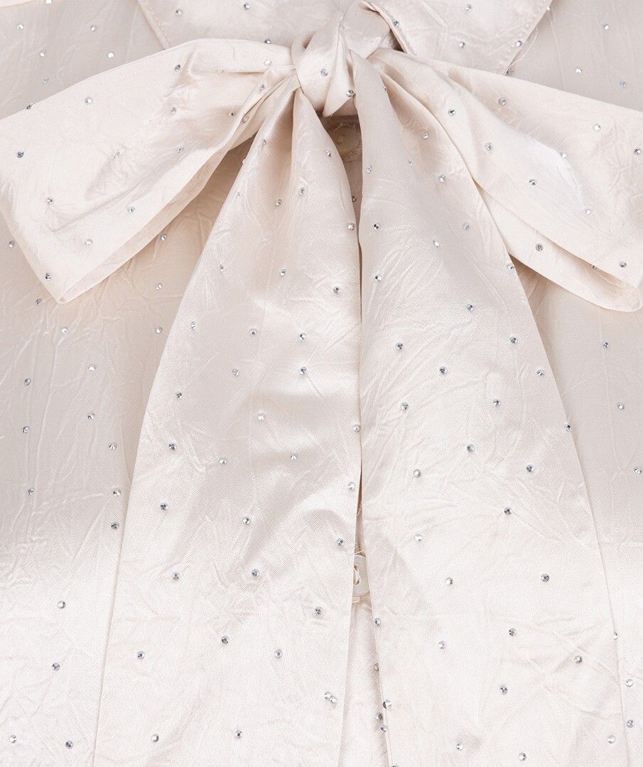 Esqualo blouse offwhite met strass steentjes/studs model Bow Rhinestones W25.14713