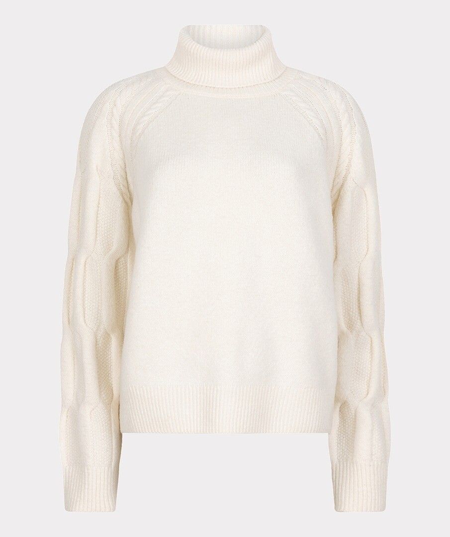 Esqualo trui offwhite raglan cable sleeve sweater W25.27707