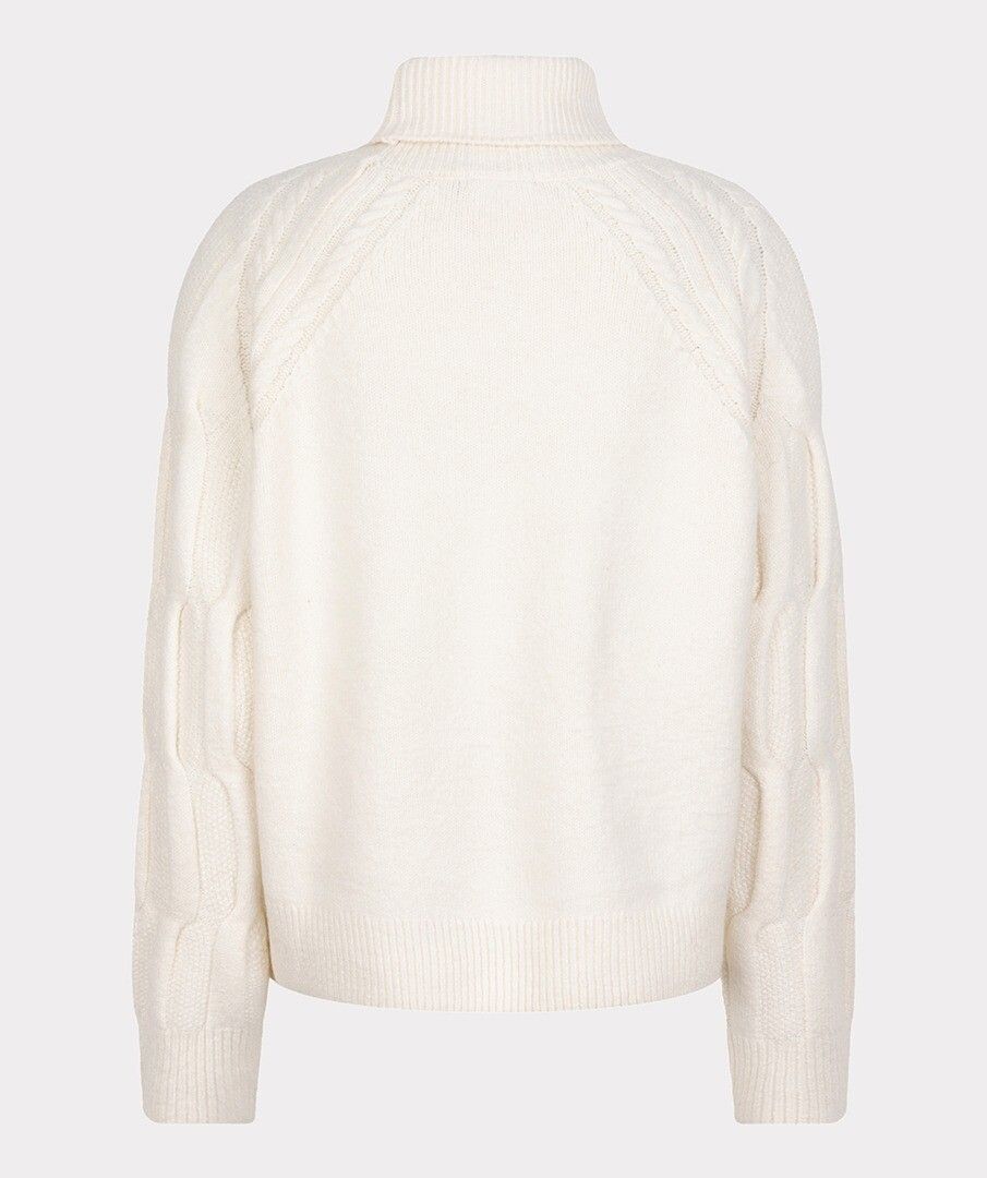 Esqualo trui offwhite raglan cable sleeve sweater W25.27707