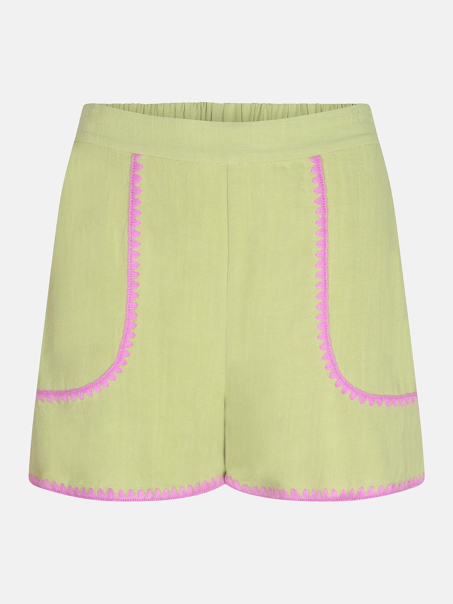 Ydence short groen met roze detail model Enola shorts matcha green
