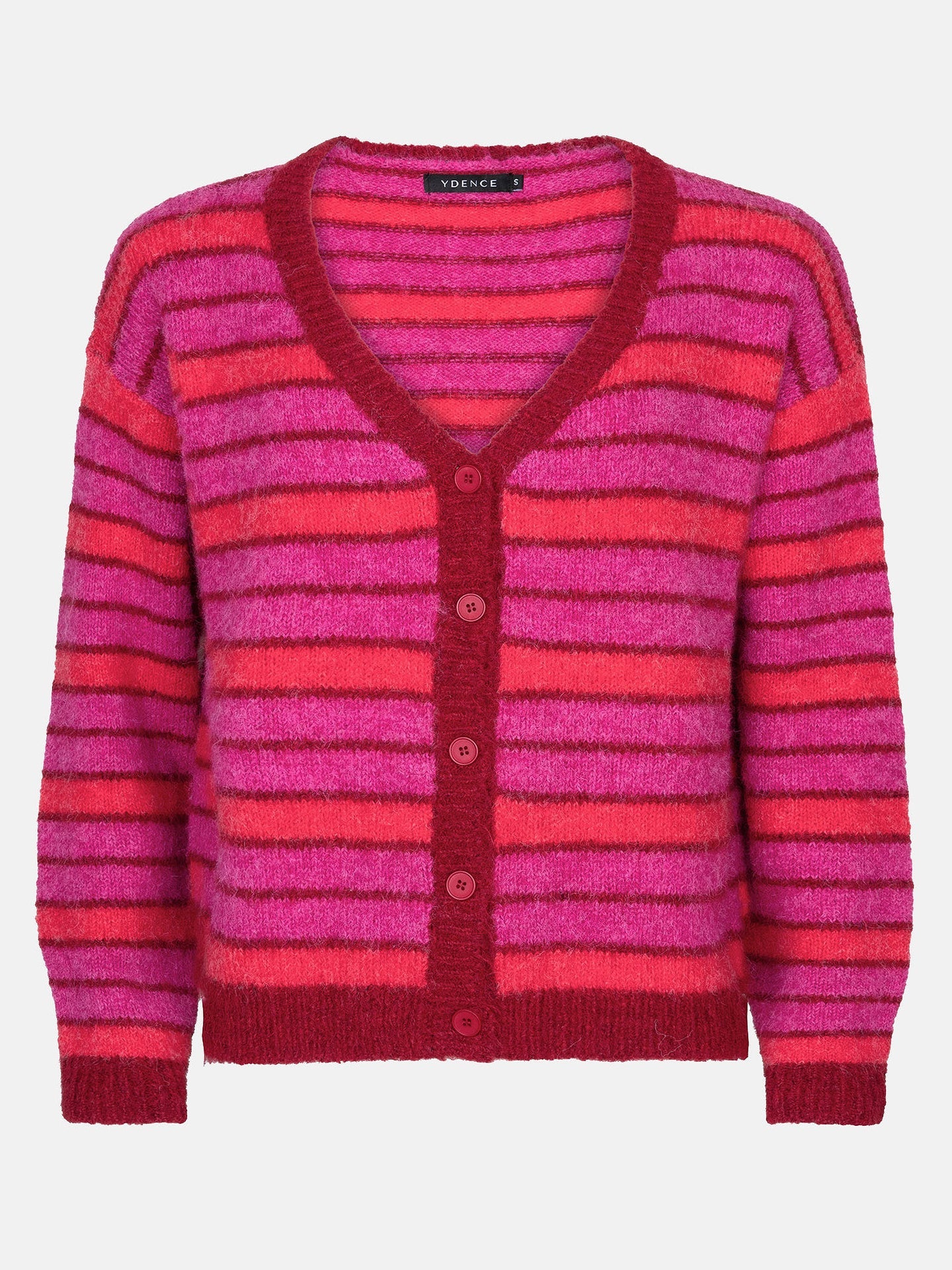 Ydence vest rood roze gestreept model Ginny cardigan fuchsia red