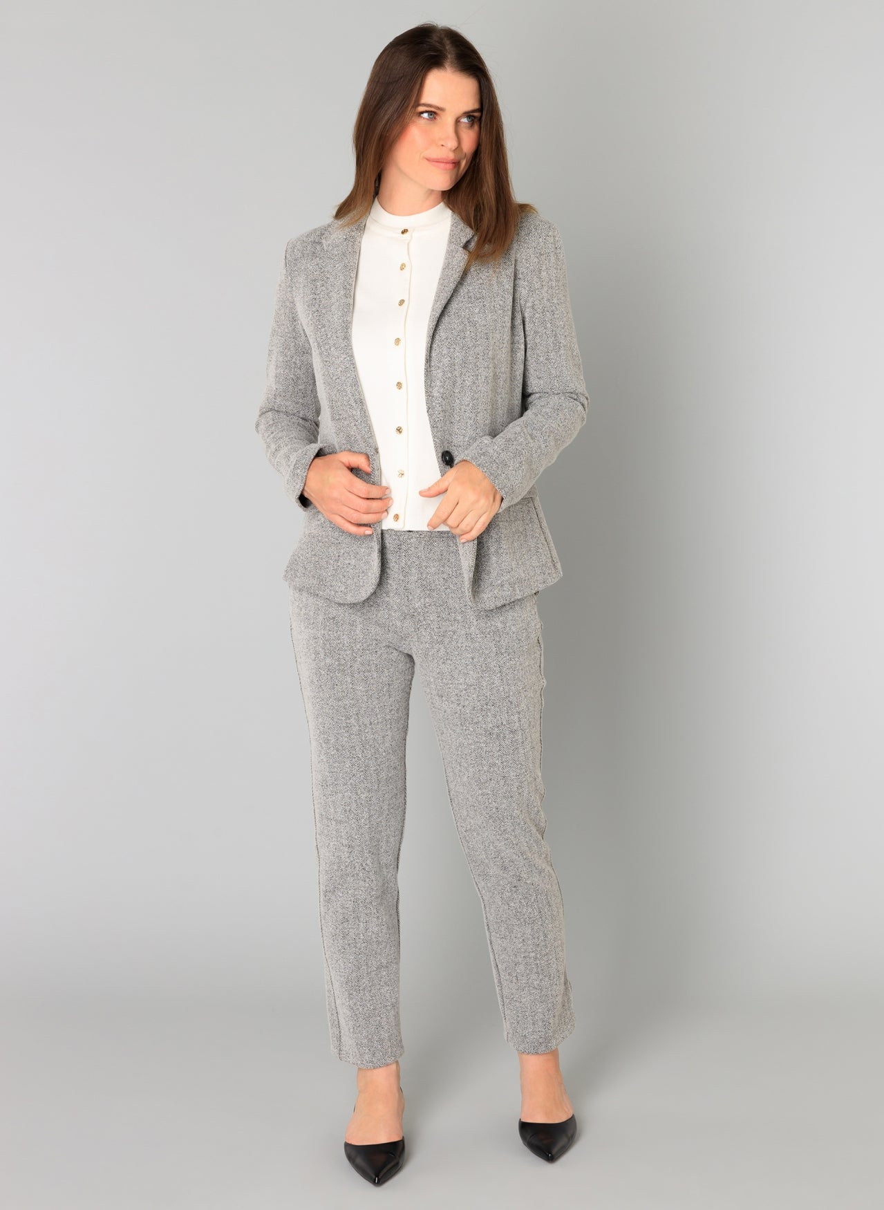 Yest blazer grijs gemeleerd model Berta silver grey melange