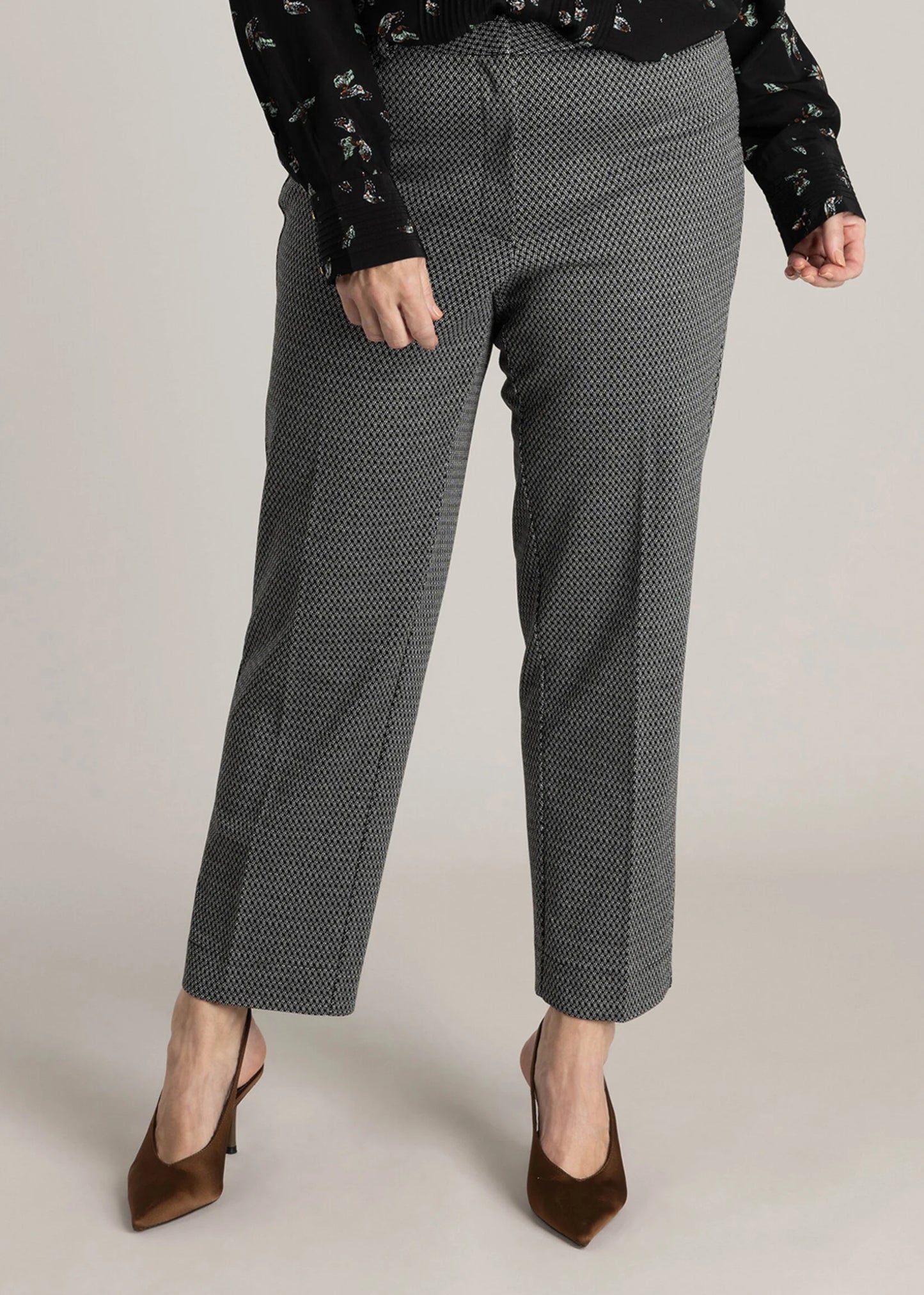 Yest Curve (Yesta) pantalon zwart wit print model Helia broek A005899 black offwhite
