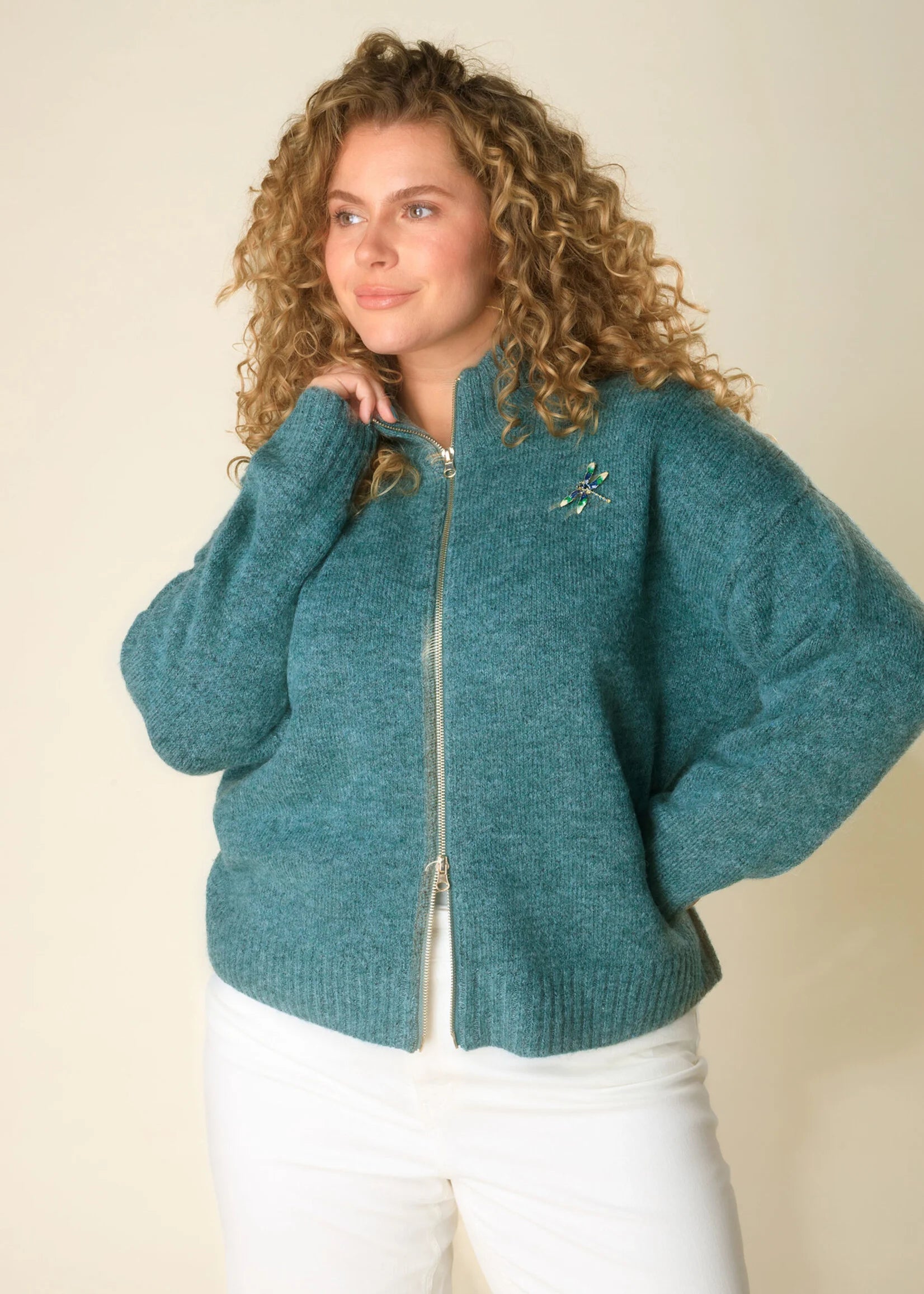 Yest Curve (Yesta) vest groen blauwe kleur model Haniya A006021 Dark mint