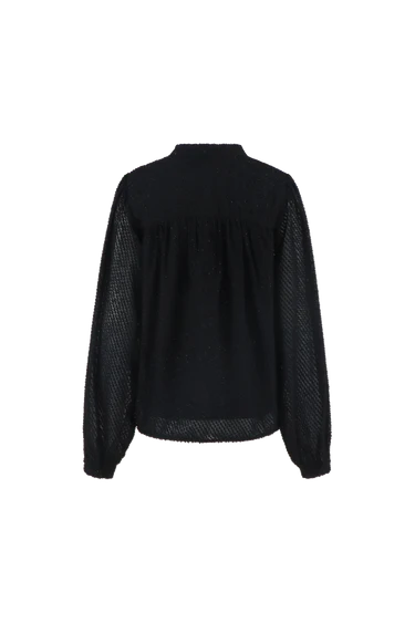 Fluresk blouse zwart met fijn glittertje model Zaira black