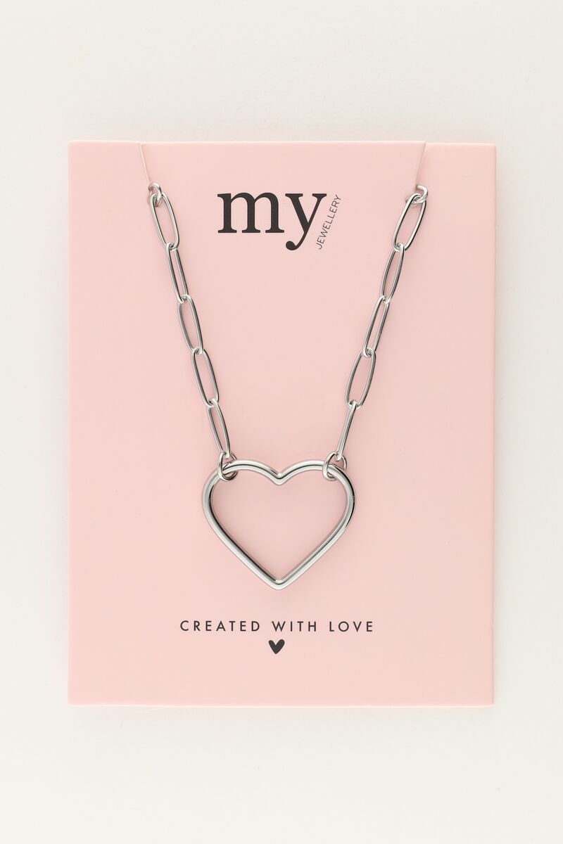 My Jewellery ketting schakel met groot open hart in goud en zilverkleur