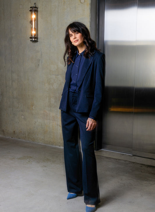 Yest blazer donker blauw met lurex draad model Bailey dark navy