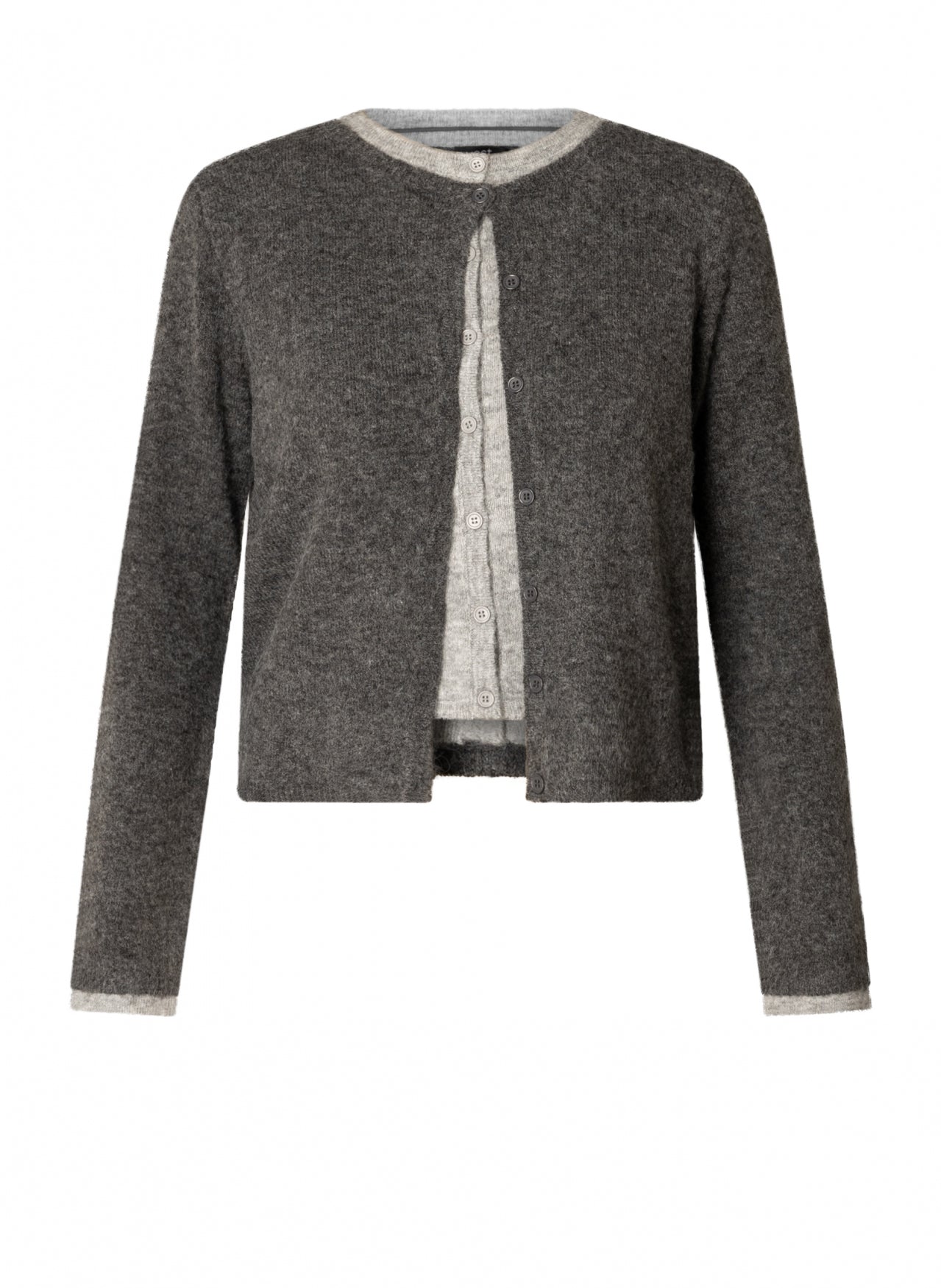 Yest vest dubbele cardigan look grijs model Brandi dark grey
