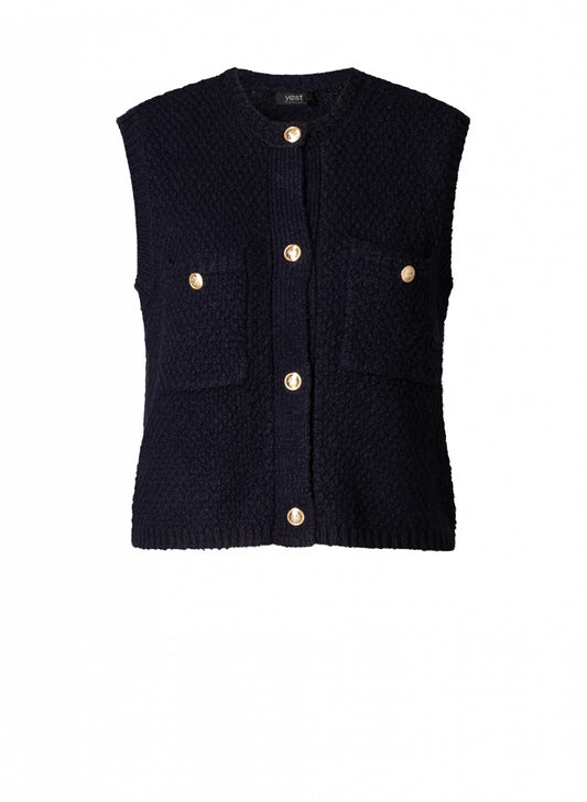 Yest spencer donkerblauw met knopen model Brenda dark navy