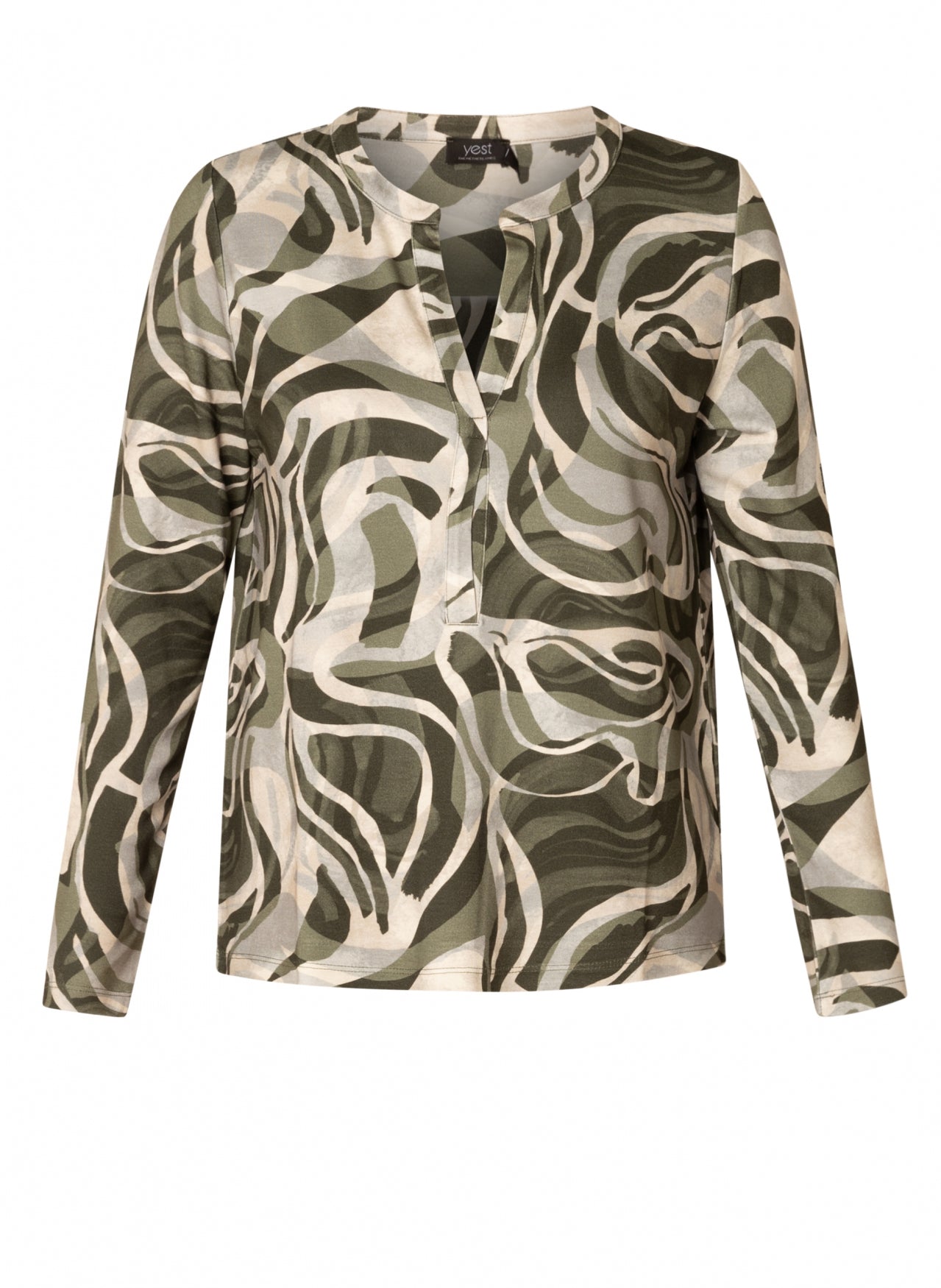Yest groen shirt met print model Raissa essential army green