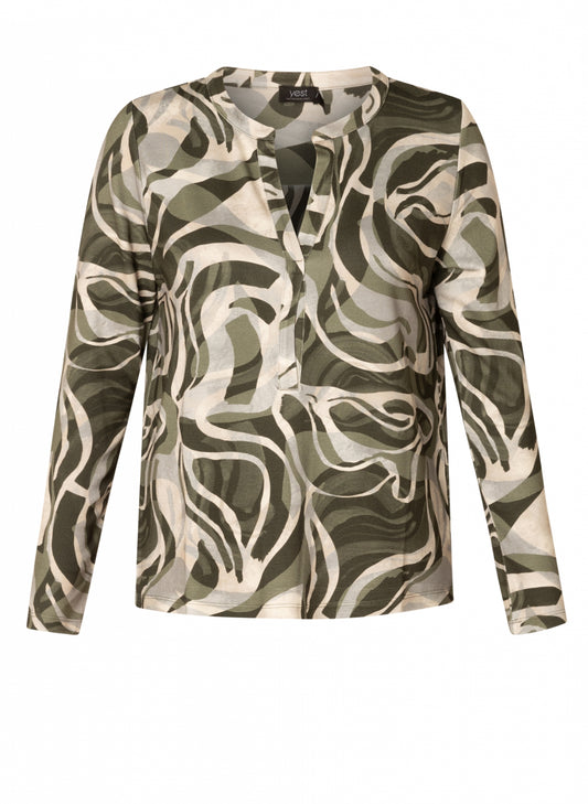 Yest groen shirt met print model Raissa essential army green