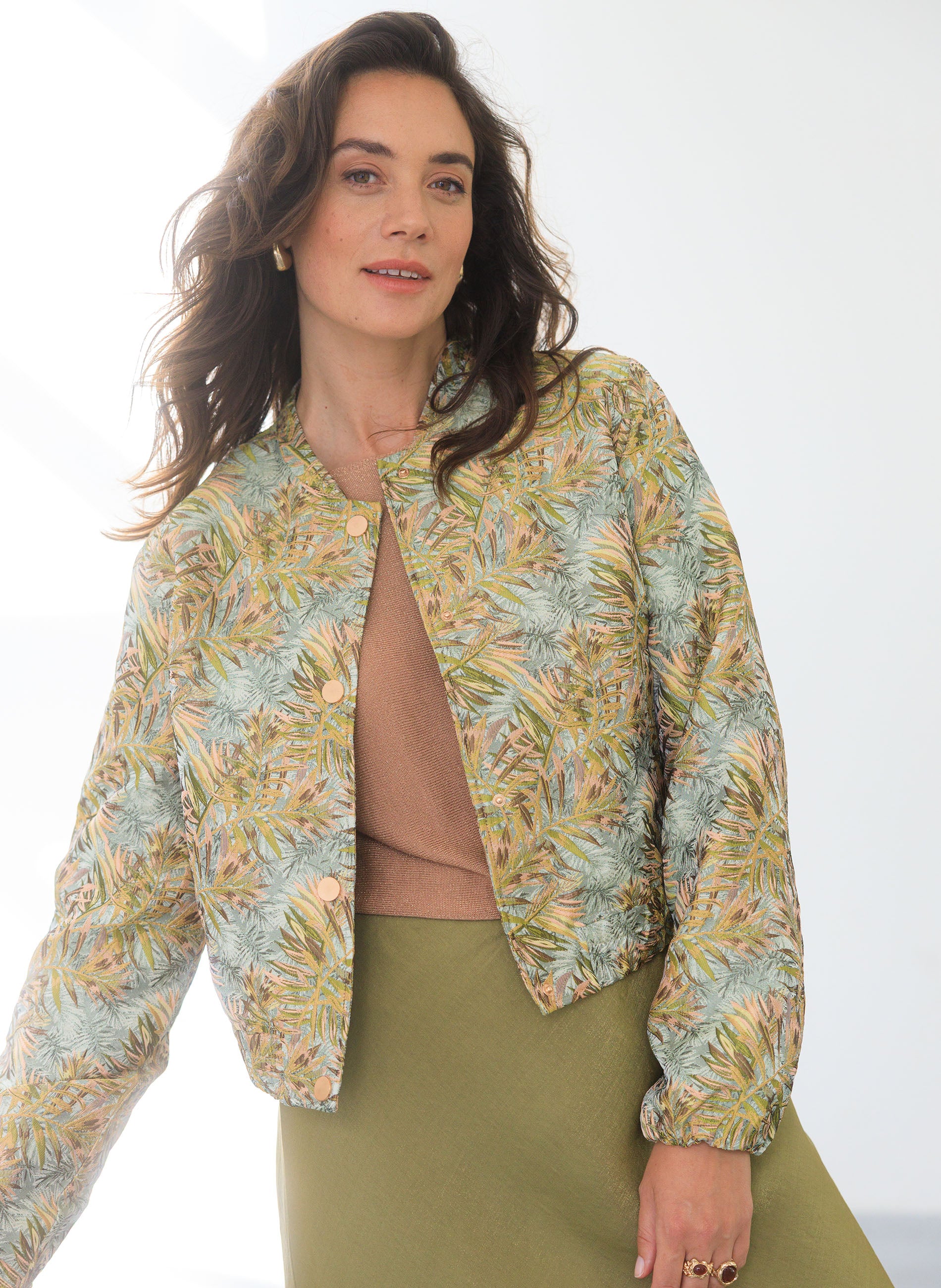 Yest bomber jasje groene print model Iselin Linden multi 6073