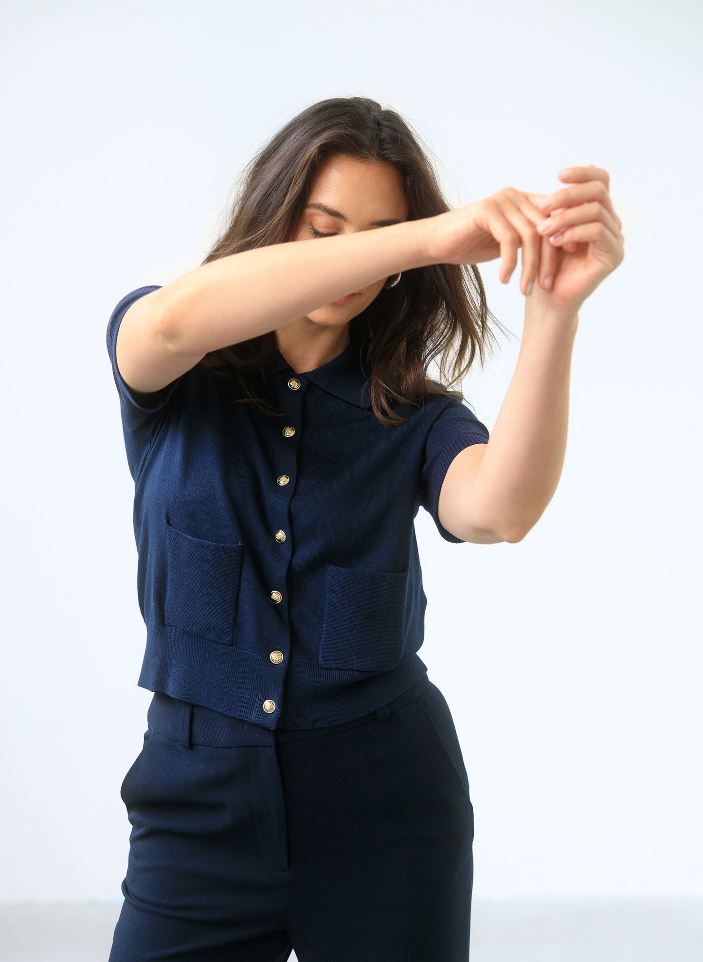 Yest polo vest donker blauw model Ilira navy korte mouw