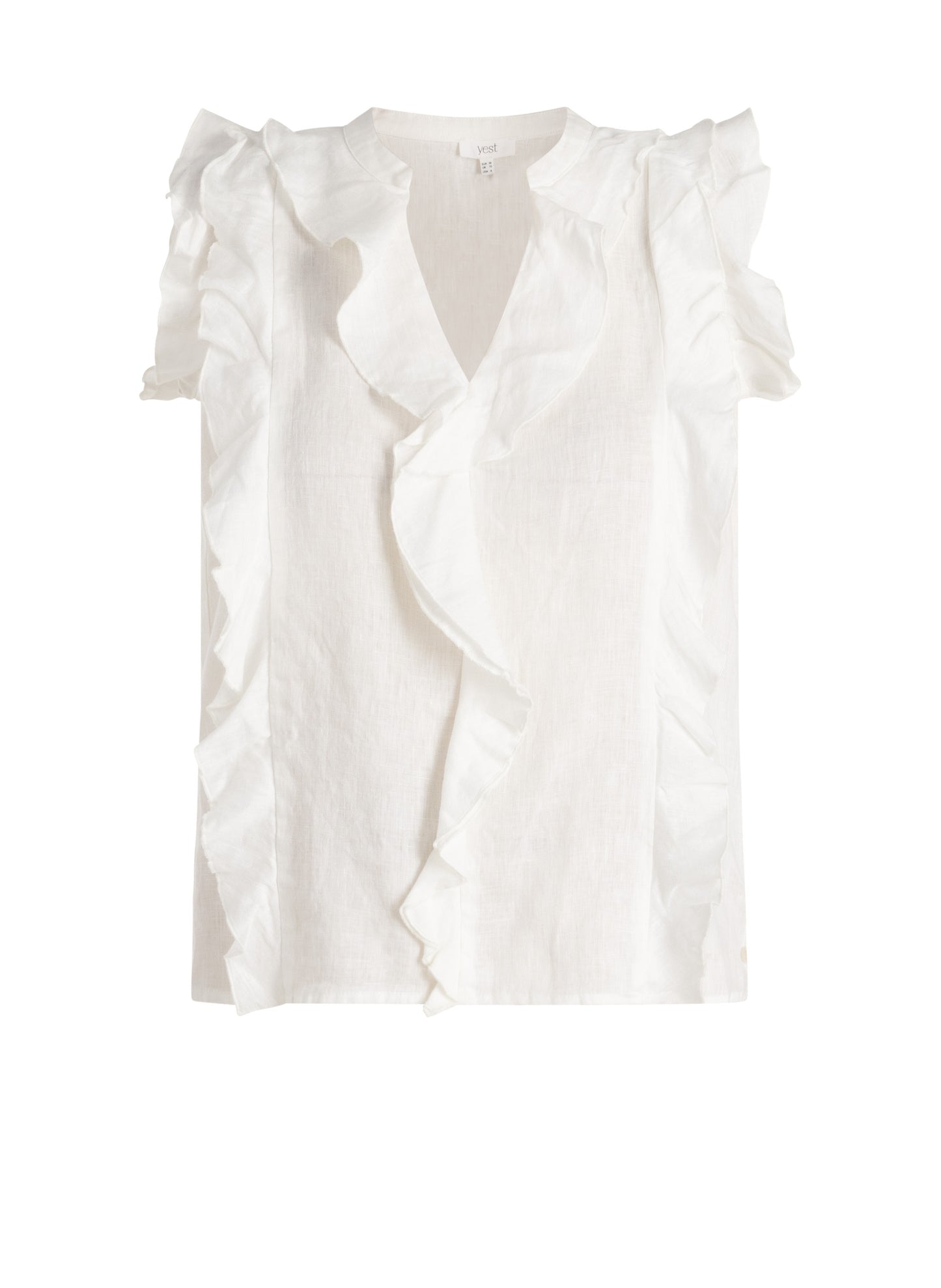 Yest top off white met ruffle model Mona 0006275