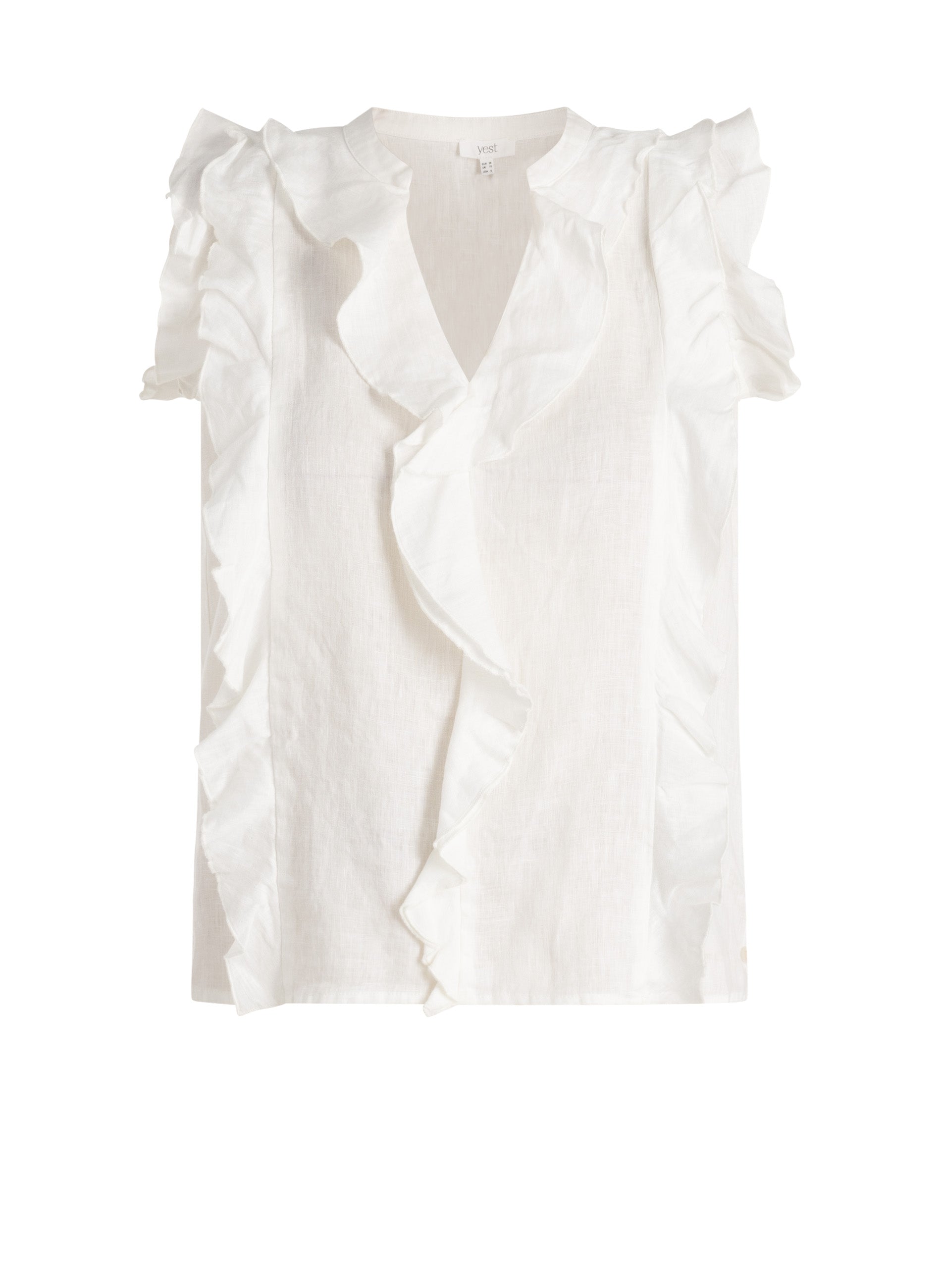 Yest top off white met ruffle model Mona 0006275