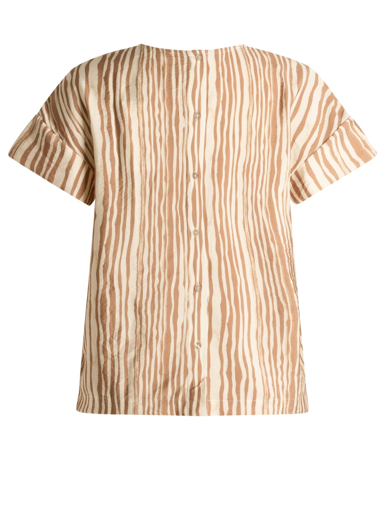 Yest blouse offwhite met zand kleur strepen print model Tomasina essential summer taupe