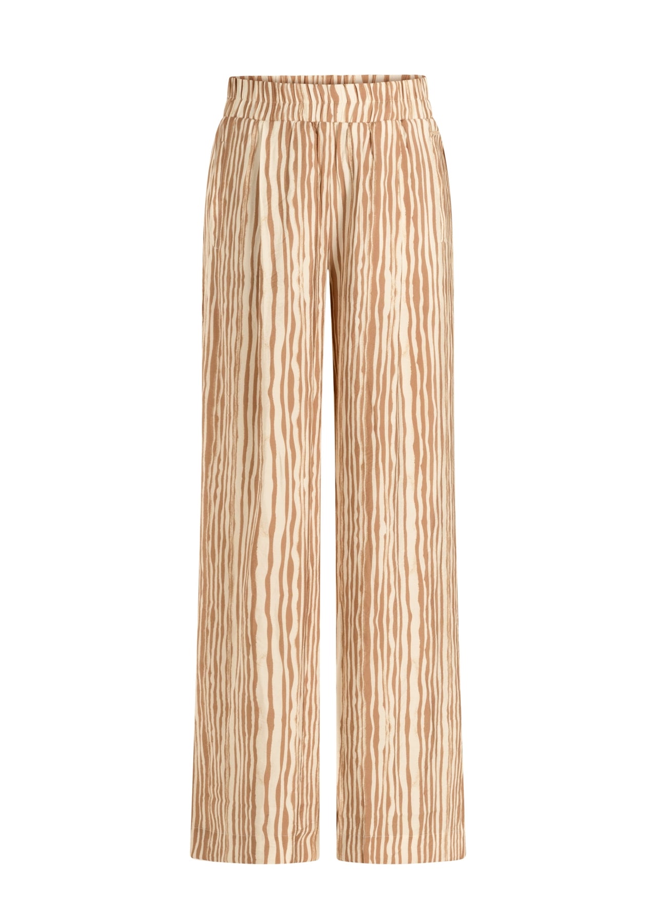 Yest broek strepen print offwhite zandkleur model Meline summer Taupe 0006286