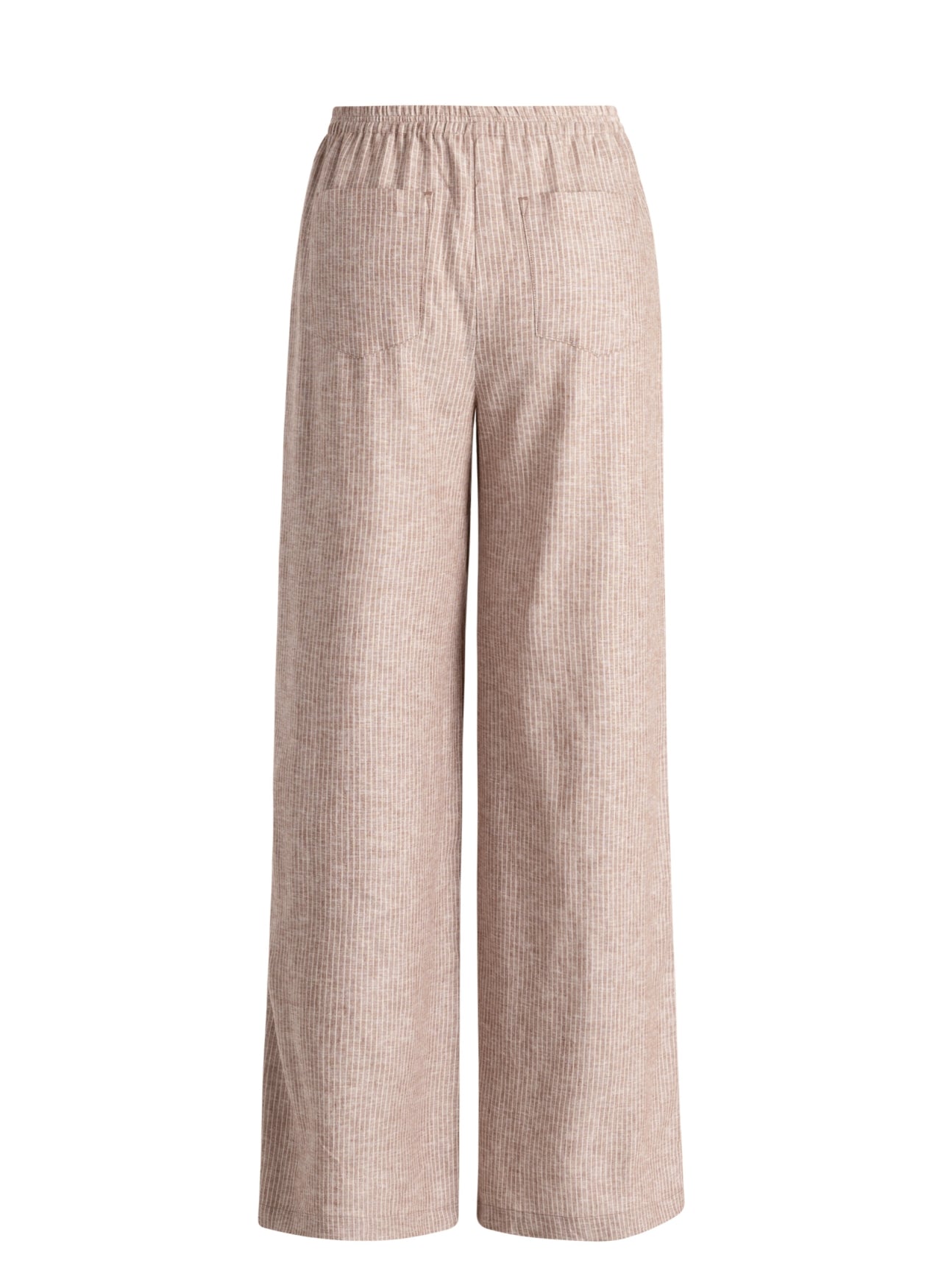 Yest broek zandkleur pinstripe offwhite model Miona Coffee brown