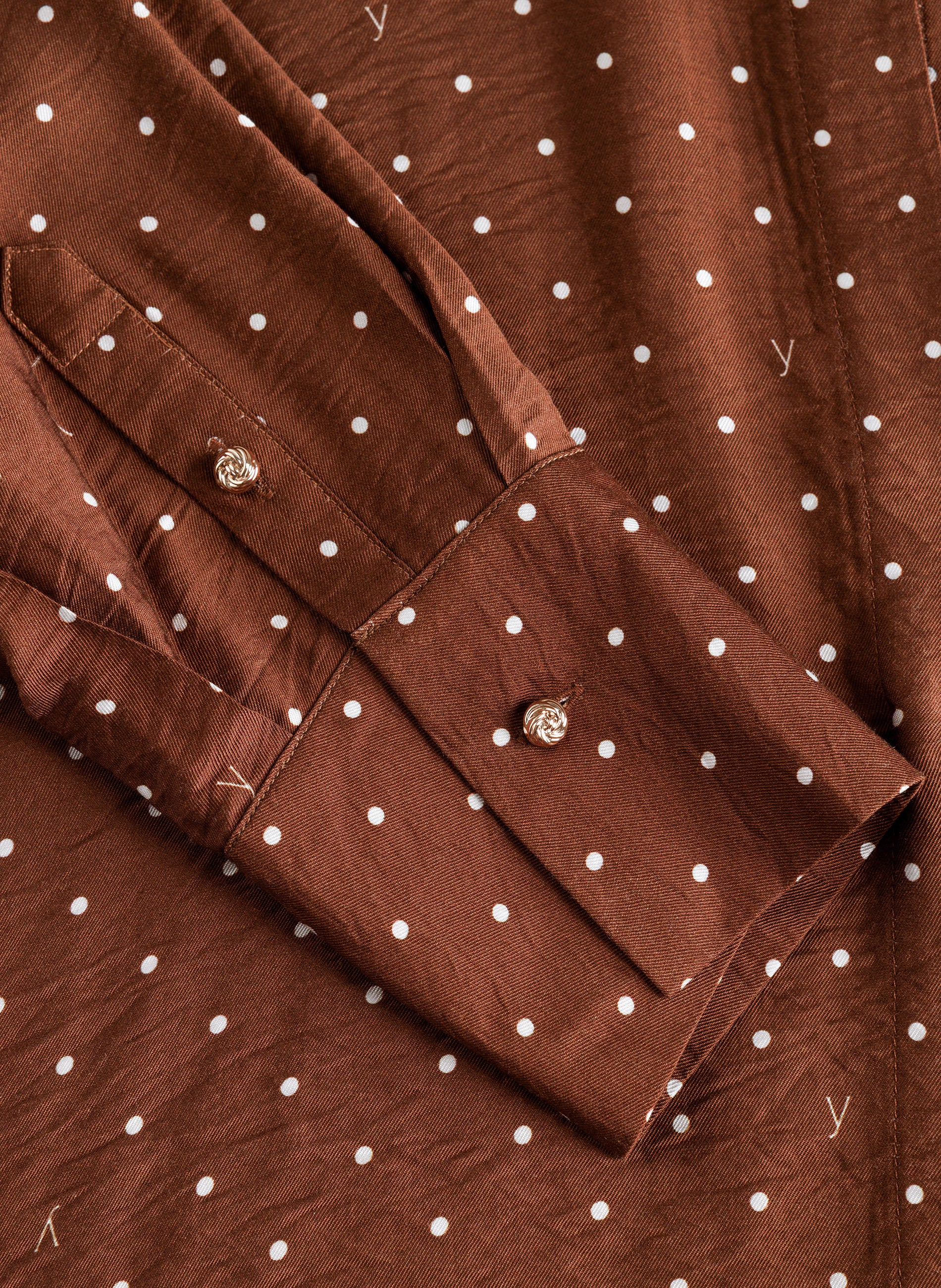 Yest blouse bruin met witte stip model Samira mocca brown polka dot