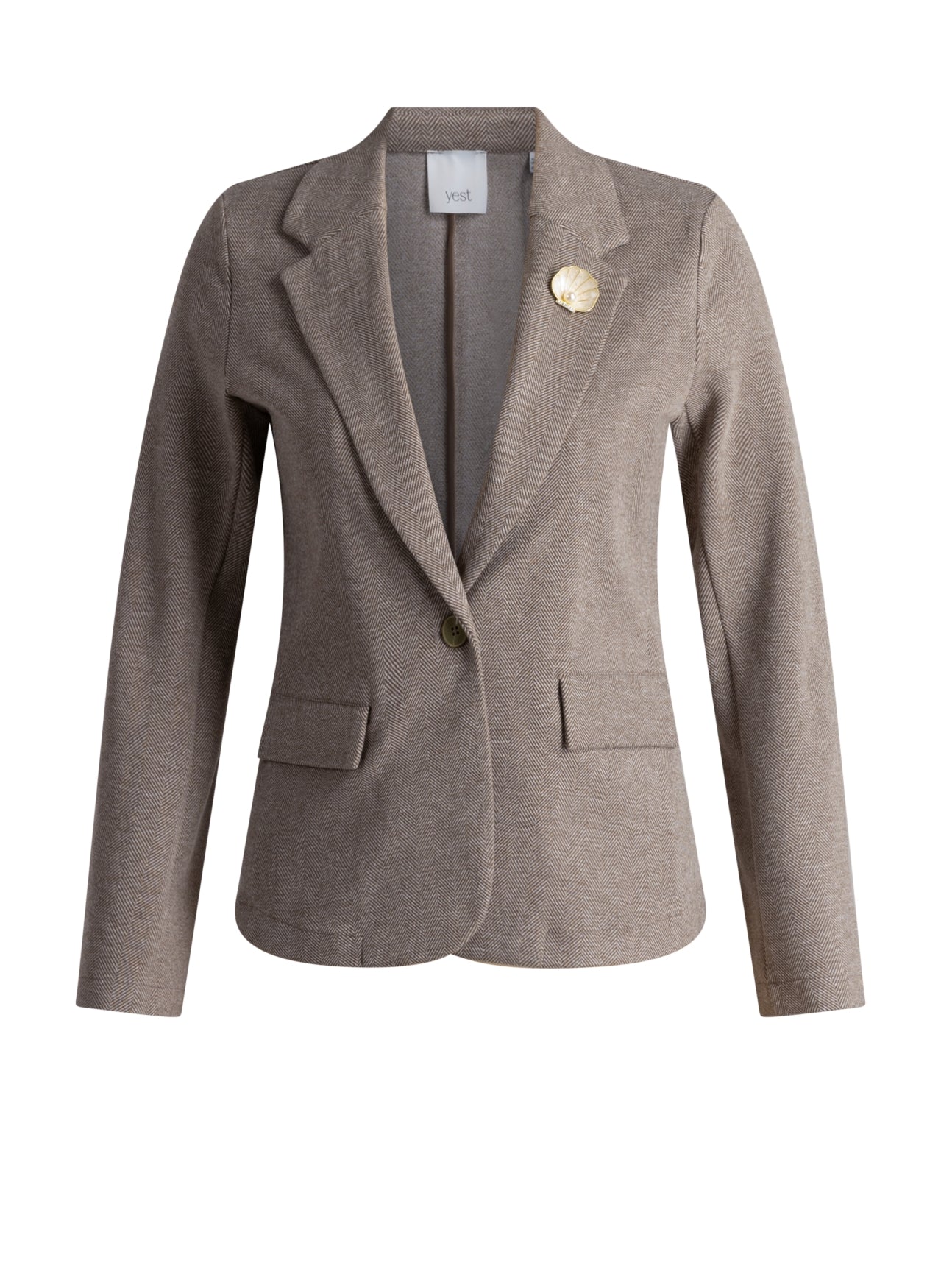 Kaffe blazer visgraat olijf groen beige print model Berta essential Grey olive 6440