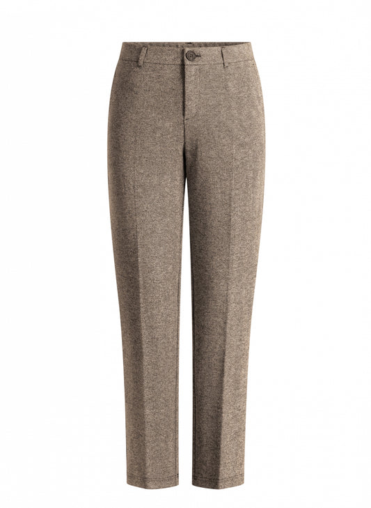 Yest pantalon visgraat beige met olijf groen model Bertille essential 6441 smallere pijp