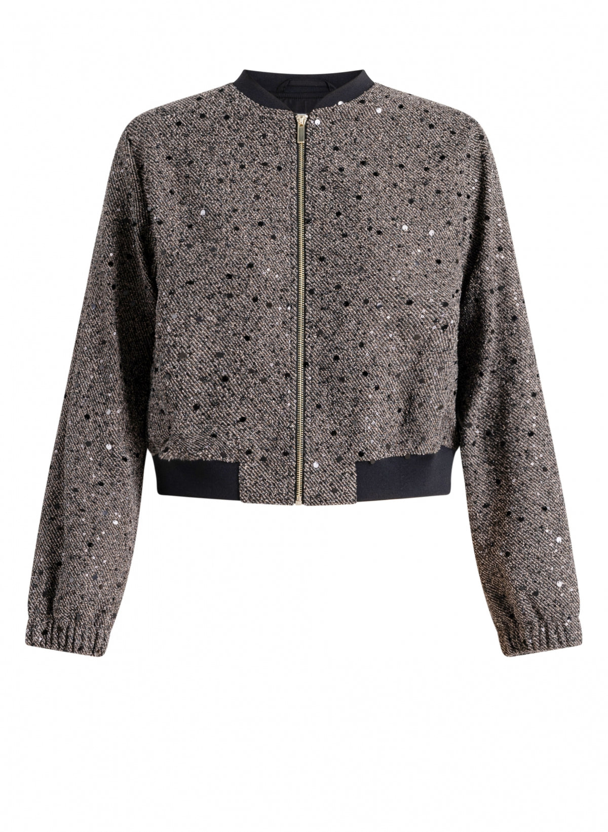 Yest bomber jasje zwart met pailletten model Wendy black melange