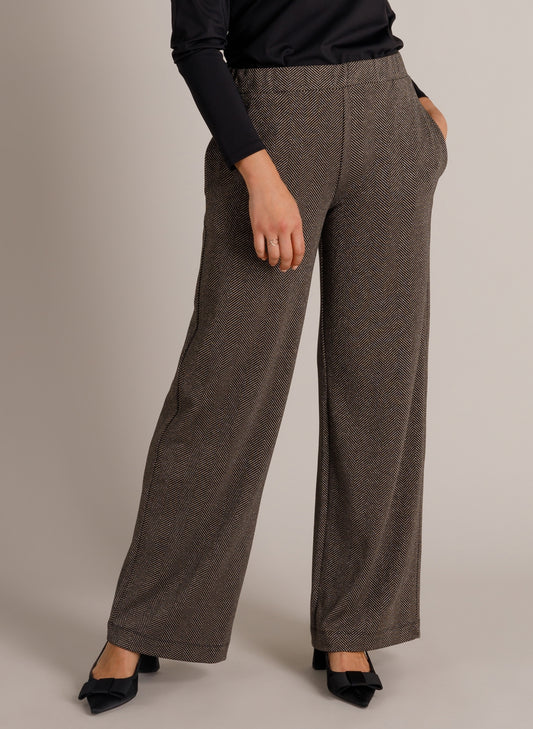 Yest broek zwart grijs met lurex visgraat print model Wilka black taupe grey glitter 0006654