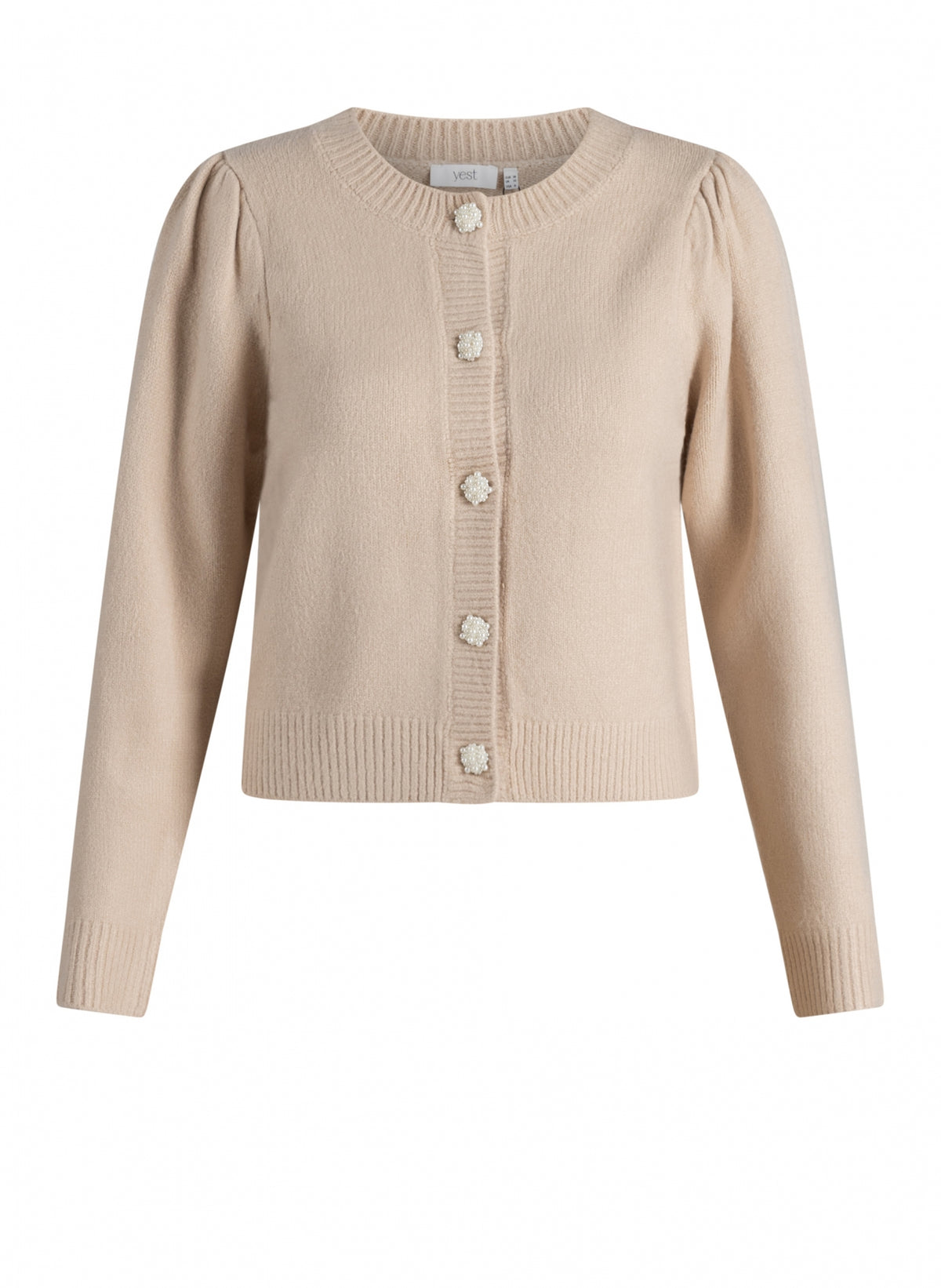 Yest vest creme met parel knopen model Wren Pastel Grey 0006664