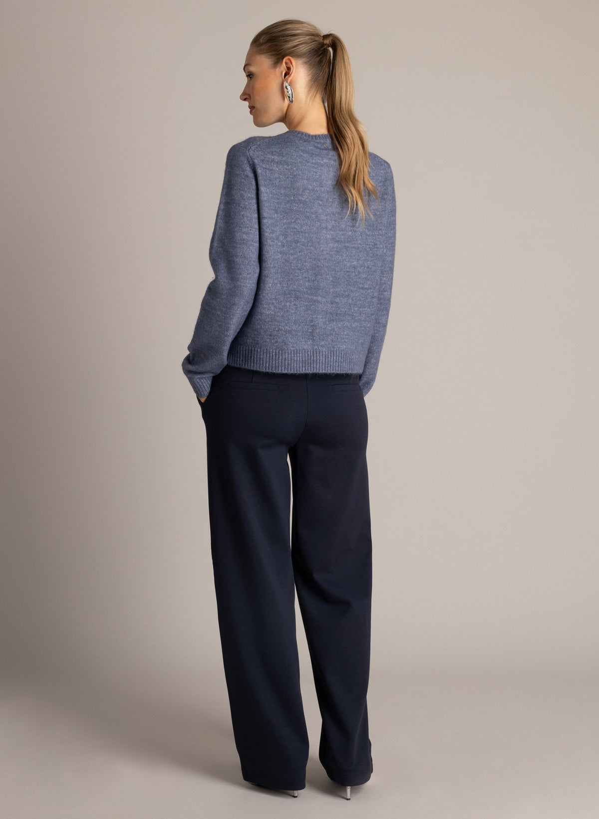 Yest vest blauw gemeleerd model Naomi essential faded blue