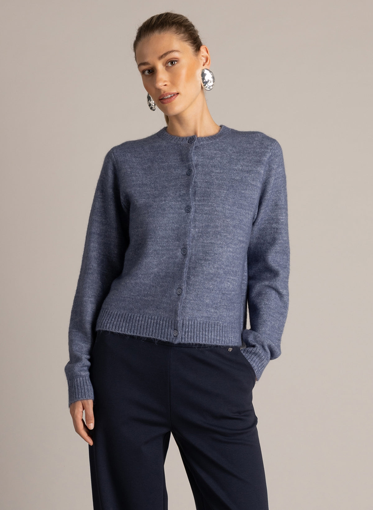 Yest vest blauw gemeleerd model Naomi essential faded blue